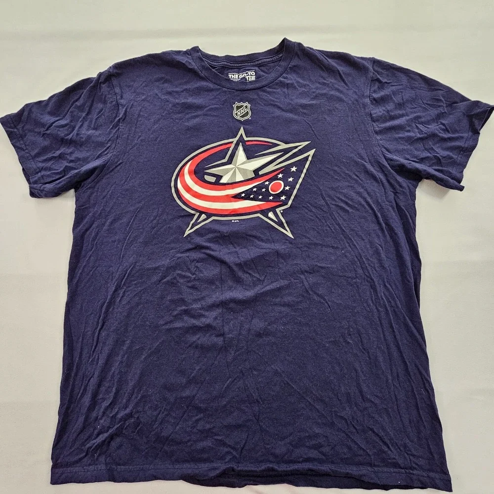 Columbus Blue Jackets Johnson #7 adidas Blue Short Sleeve Cotton T-Shirt Men's L
